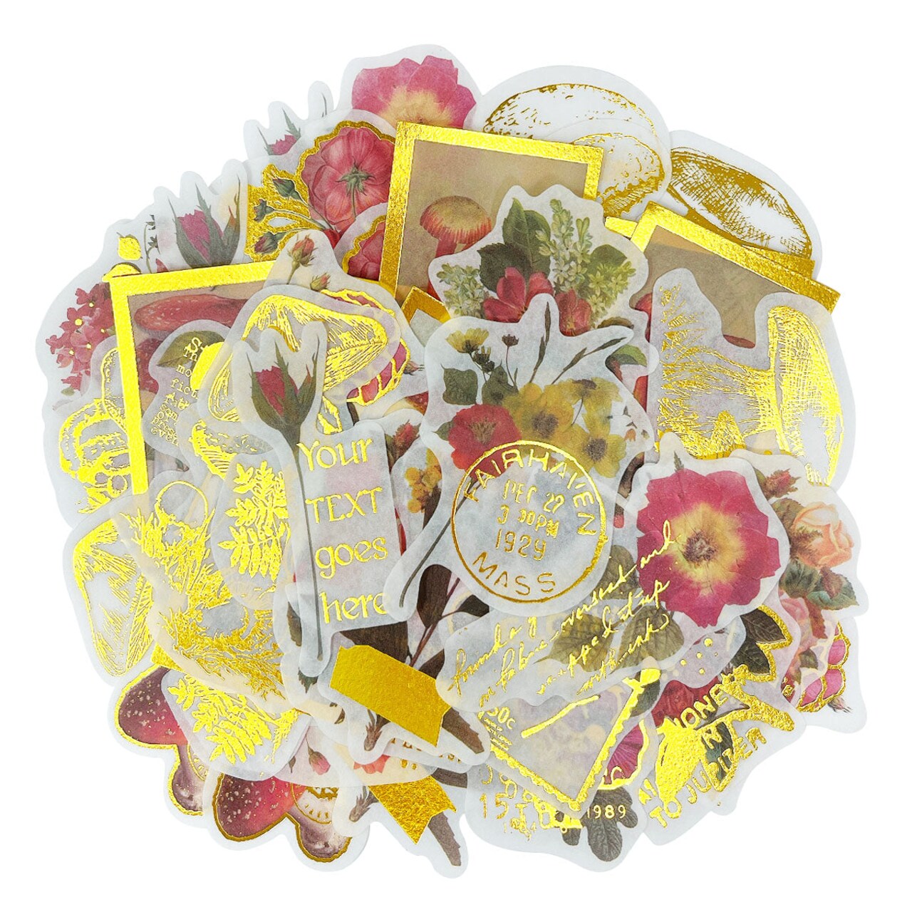 Wrapables Decorative Scrapbooking Washi Stickers, DIY Crafts for Stationery, Diary, Card Making (60 pcs)